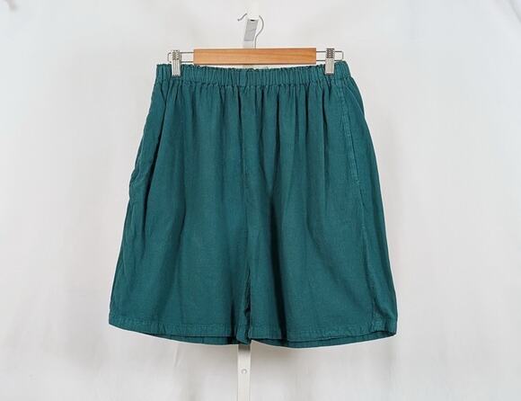 Vintage Pants - Vintage 90s Shorts Green Cotton Women's Size M California Drawstrings